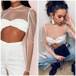 House Of CB Ivory Crystal Crop Top Size XS
